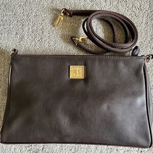 Vintage Bueno Brown Clutch Crossbody Shoulder Bag Dark Brown and Gold